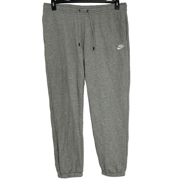Nike Womens Dark Grey Heather White Logo Essential Fleece Sweatpants Size XL $60