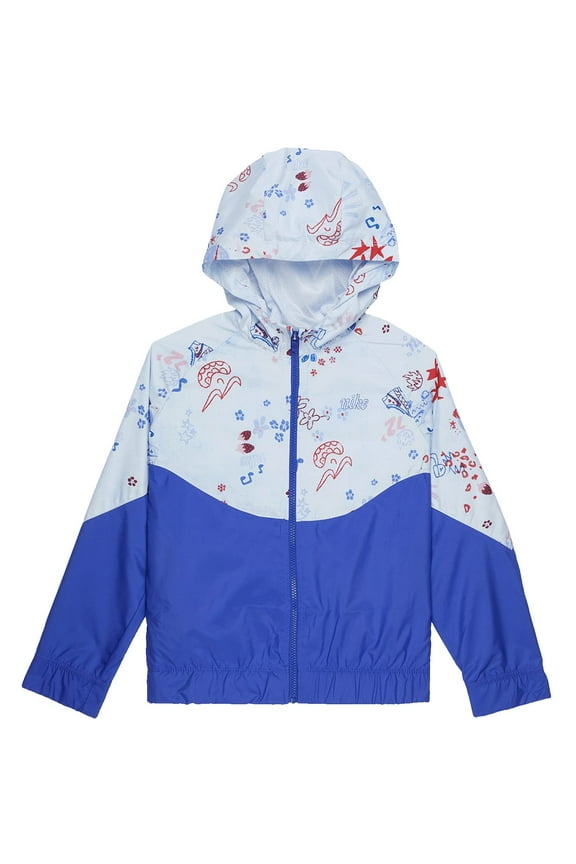 NSW Icon Clash Windrunner Jacket (Little Kids/FBig Kids) (Girls, Football Grey/Lapis/Lapis, LG (14-16 Big Kid))