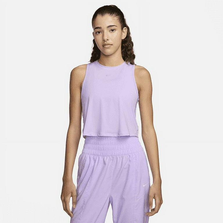 Nike One Classic Women s Dri FIT Cropped Tank Top Color Lilac Bloom Black Size S