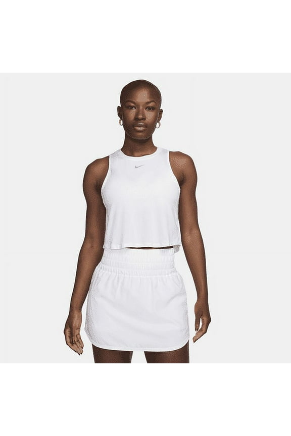 One Classic Women's Dri-FIT Cropped Tank Top Color: White/Black Size: L