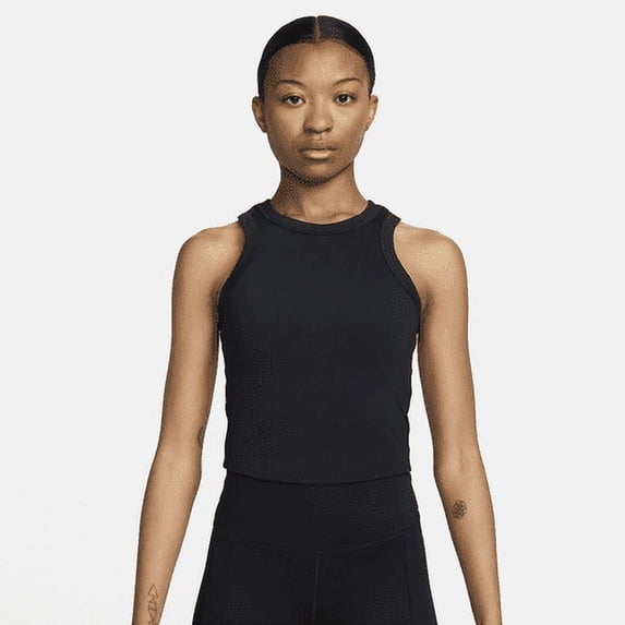 Nike One Fitted Women's Dri-FIT Cropped Tank Top Color: Black/Black Size: XS