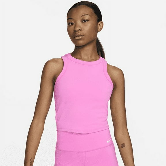 Nike One Fitted Women's Dri-FIT Cropped Tank Top Color: Playful Pink/Black Size: XL