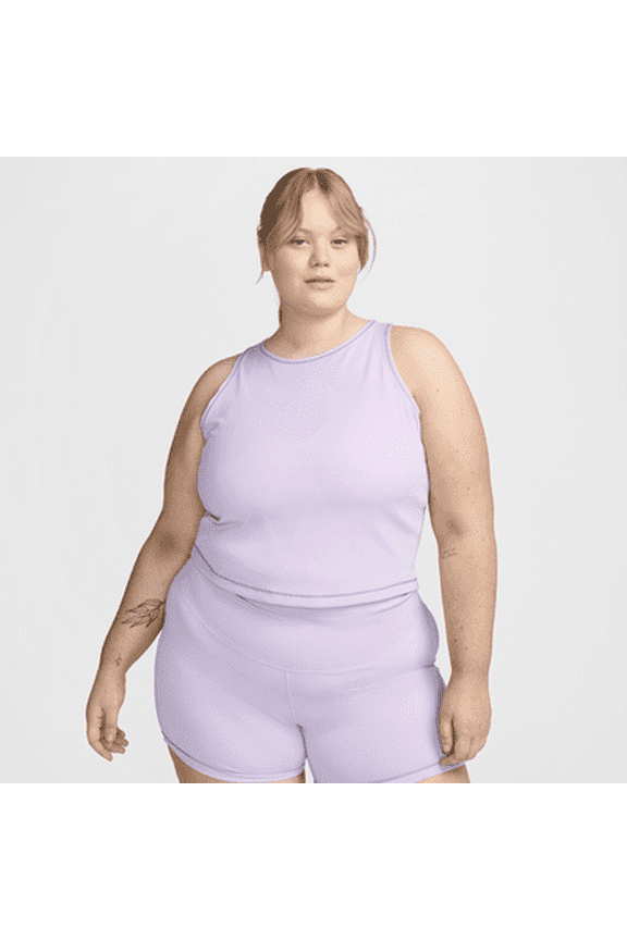 One Fitted Women's Dri-FIT Ribbed Tank Top (Plus Size) Color: Lilac Bloom/Daybreak/White Size: 1X