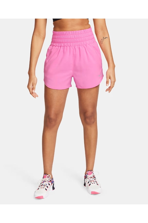 One Shorts Womens XL Pink Dri-FIT Smocked Elastic Waist High-Waisted SRT356