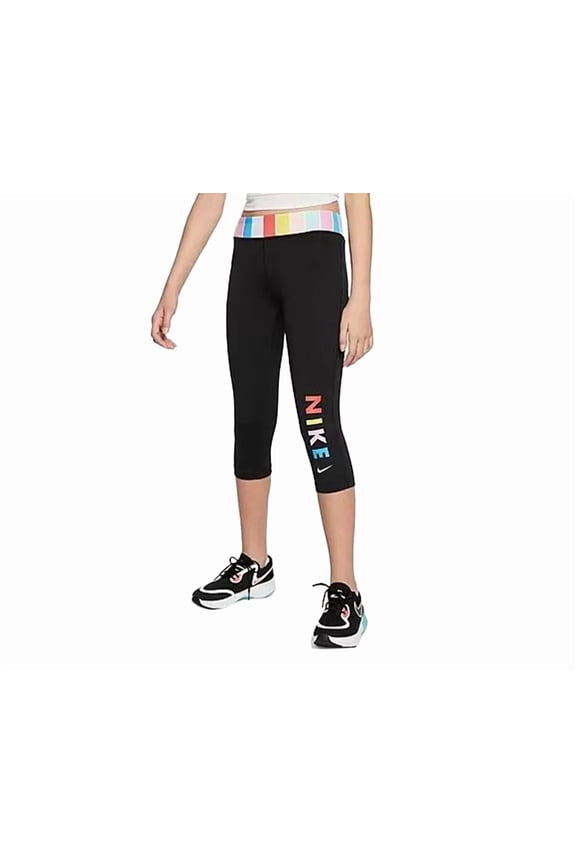 One Training Logo Girls Active Pants Size S, Color: Black/Multi
