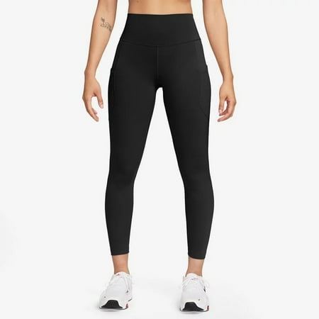 Nike One Women's High-Waisted 7/8 Leggings with Pockets Color: Black/Black Size: XL (16–18)
