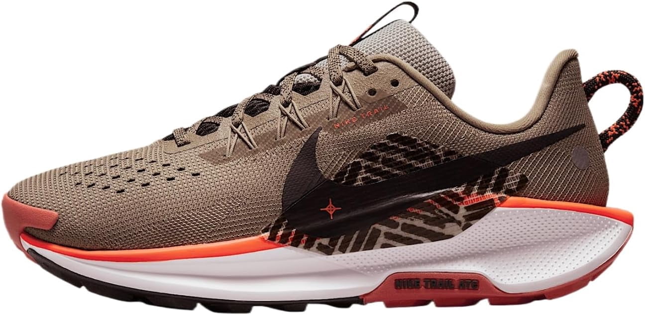 Nike Pegasus Trail 5 Women's Trail Running Shoes (DV3865-201, Khaki/Hyper Crimson/Vintage Coral/Velvet Brown) Size 9