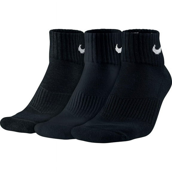 Nike Performance Cotton Cushion Quarter Training Socks (3 Pairs), Black, X-Large