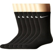 NK Nike Performance Cotton Cushioned Crew Socks 6 Pairs, Black / Large