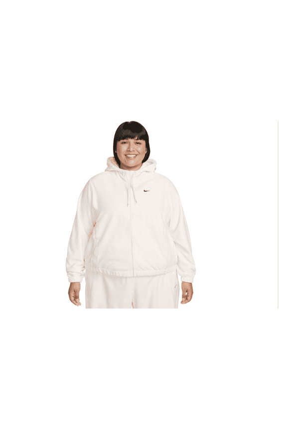 Plus Size Therma-fit Full-Zip Fleece Hoodie - Pale Ivory/black