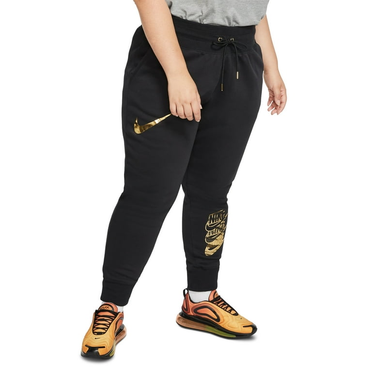 Nike Plus Women's Sportswear Shine Fleece Jogger Pants, Black, 3X 