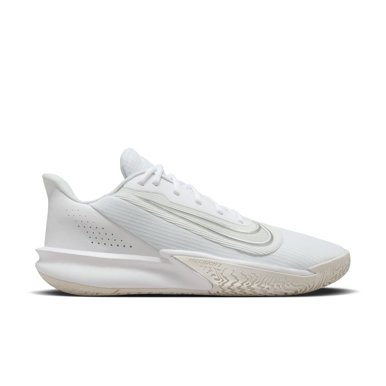 Mens Nike Precision VII Shoe Size: 7.5 White - Lt Smoke Grey Basketball