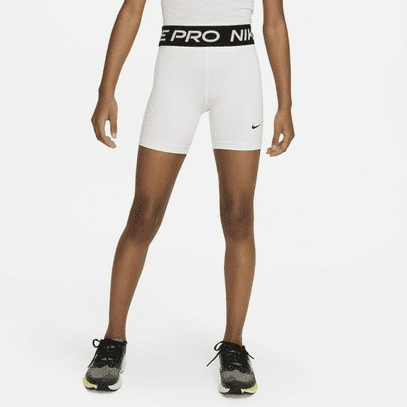 Nike Pro Big Kids' (Girls') Dri-FIT 5\ Color: White/Black Size: M