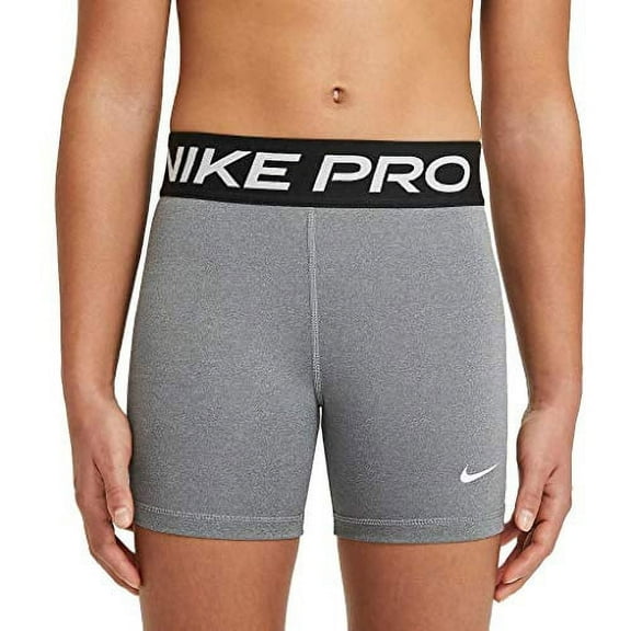 Nike Pro Big Kids' (Girls') Shorts Color: Carbon Heather/White Size: S