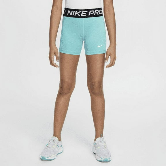 Nike Pro Big Kids' (Girls') Shorts Color: Green Frost/White Size: L