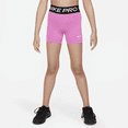 thumbnail image 1 of Nike Pro Big Kids' (Girls') Shorts Color: Playful Pink/Black/White Size: M, 1 of 1