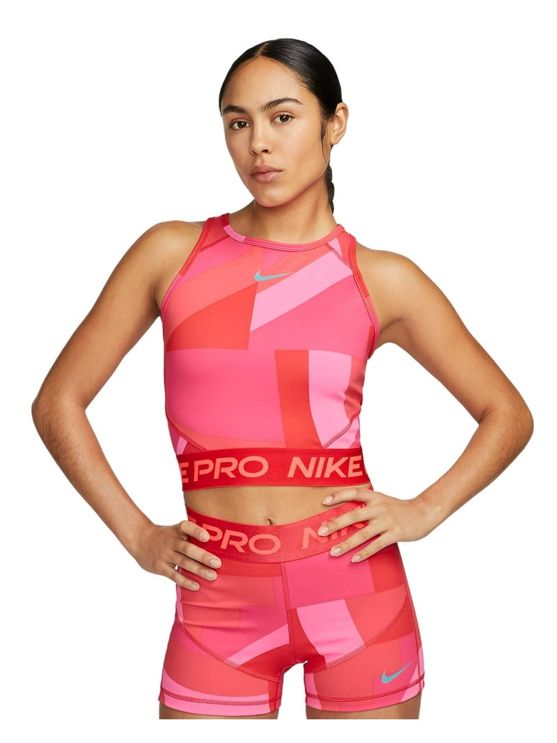 Nike Pro DRI-FIT タンクトップとショーツセット Nike Pro Dri-FIT Women's Cropped Training Tank Pink XL New