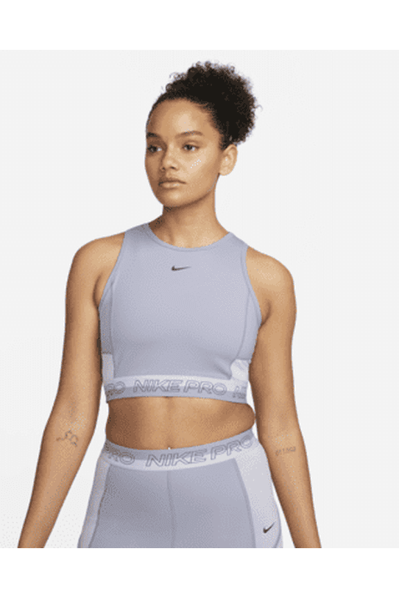 Pro Dri-FIT Women's Cropped Training Tank Top, Black/Iron Grey/White/White, S