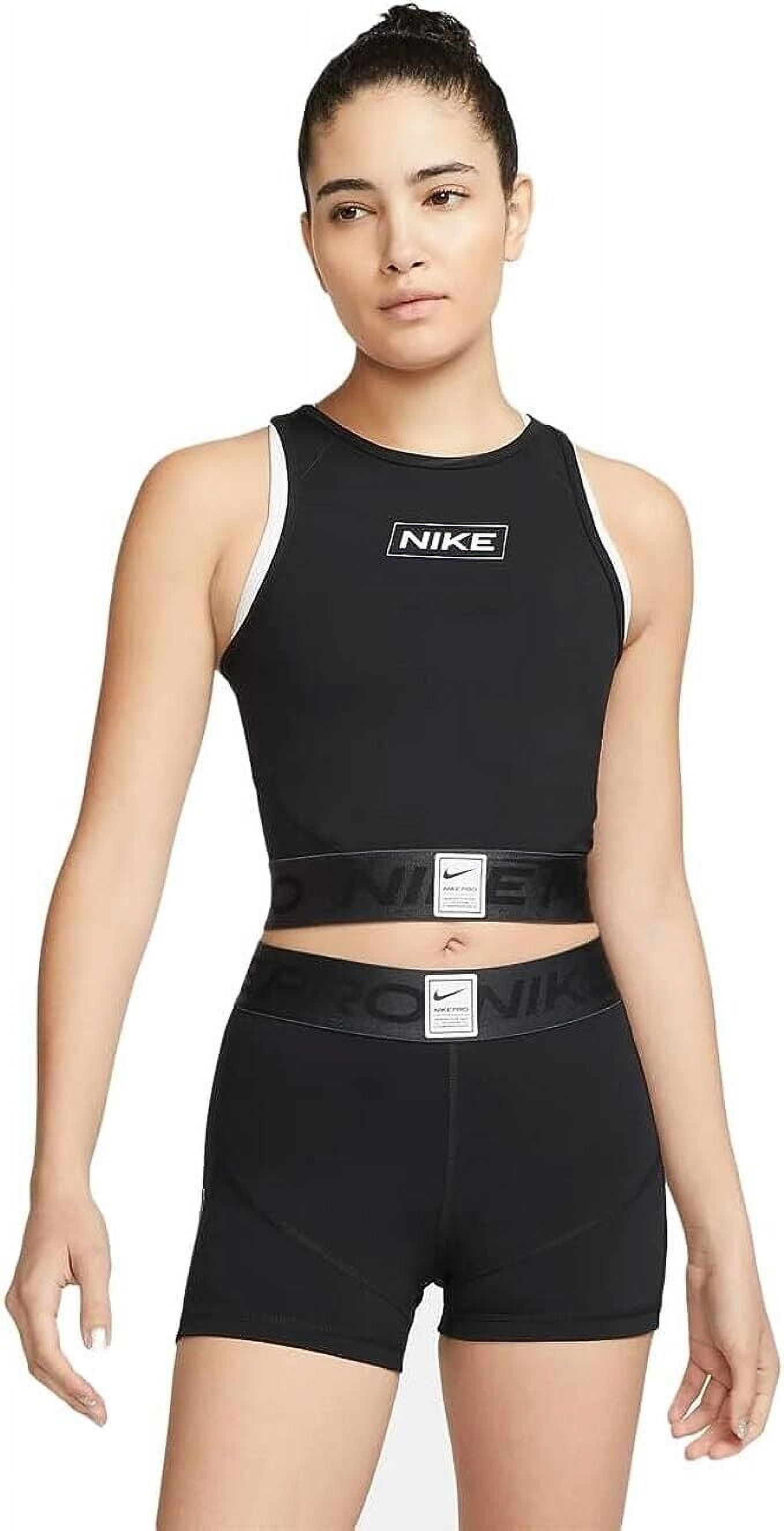 Nike Pro DriFIT Women's Graphic Crop Tank Top (Black) Size Medium