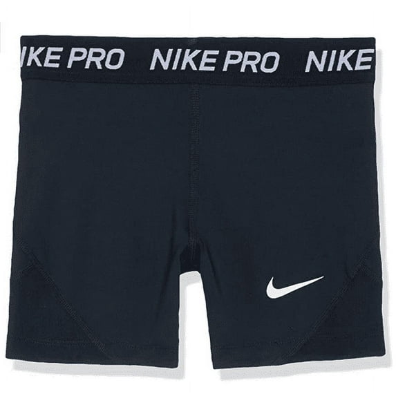 Nike Girl's Pro 4" Compression Shorts Black/White, Large