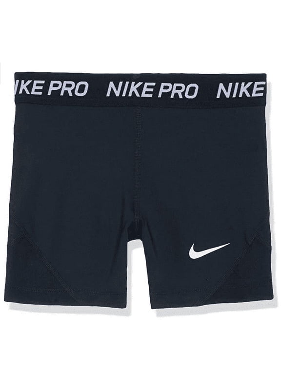 Girl's Pro 4" Compression Shorts Black/White, Large
