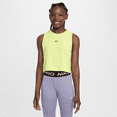 thumbnail image 1 of Nike Pro Girls' Dri-FIT Training Tank Top Color: Volt/Black Size: L, 1 of 2