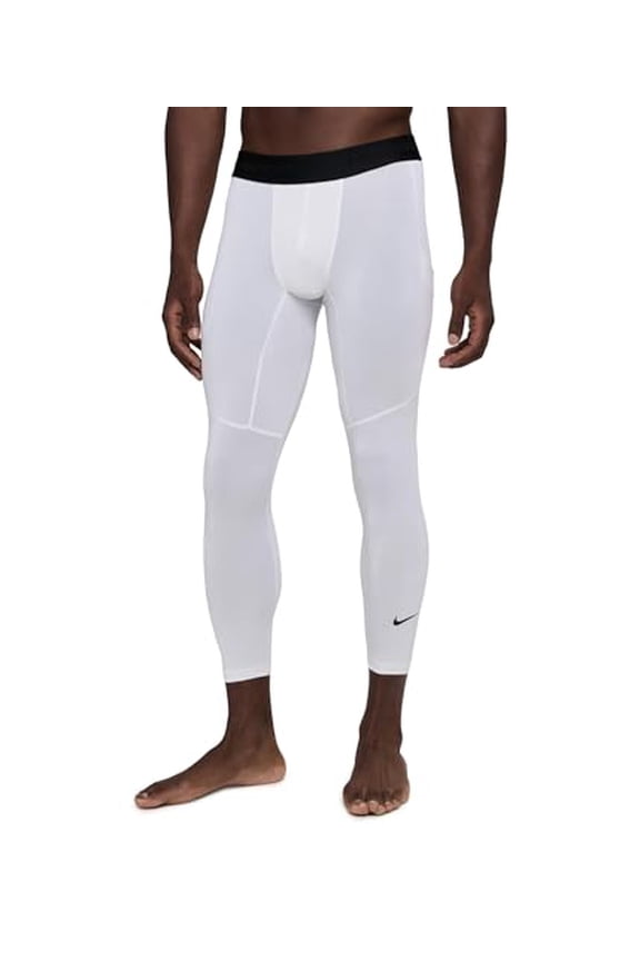 Men's Pro Dri 3/4-Length Fitness Tights, White/Black