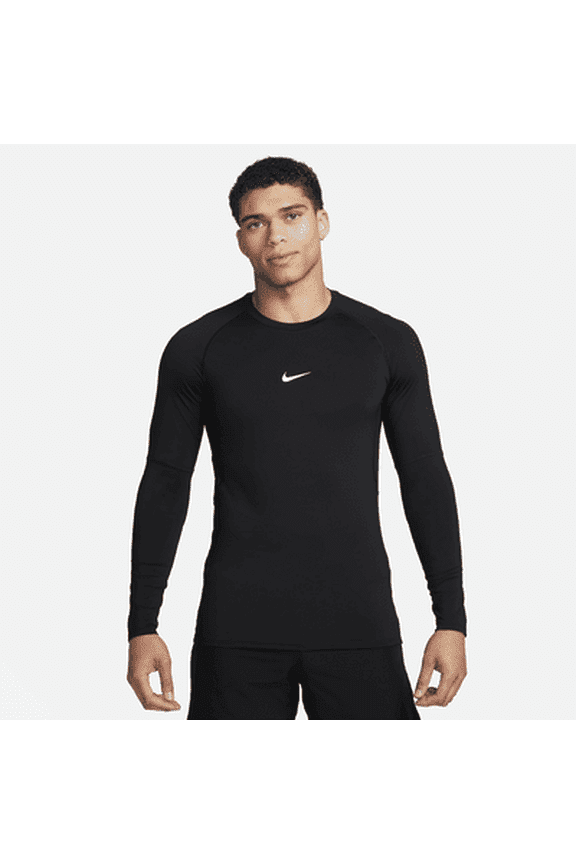 Pro Men's Dri-FIT Slim Long-Sleeve Fitness Top Color: Black/White Size: L