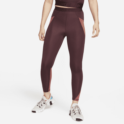 Nike Pro SE Women's High-Waisted Full-Length Leggings with Pockets Color: Burgundy Crush/Cedar Size: M