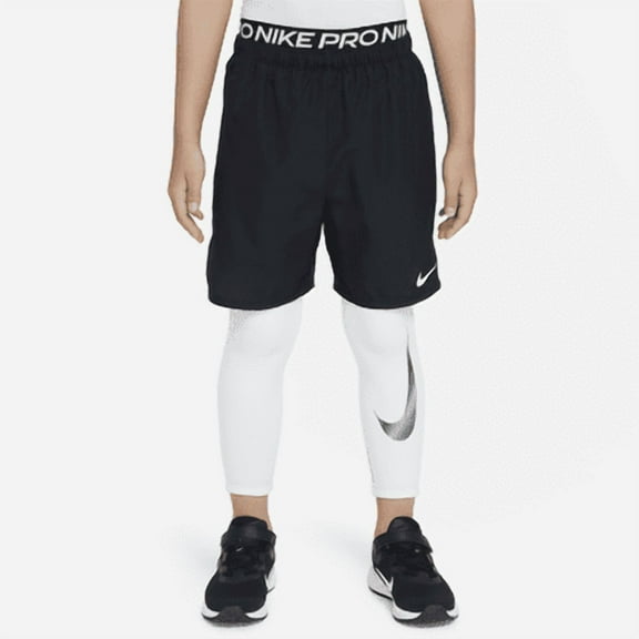 Nike Pro Warm Dri-FIT Big Kids' (Boys') Tights Color: White/White/Black Size: XL