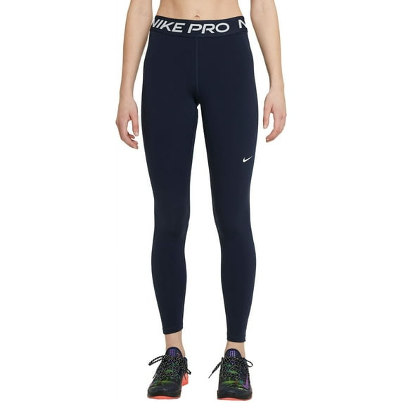 Nike Pro Women's Mid-Rise Mesh-Paneled Leggings Color: Bicoastal/White Size: XS (0–2)
