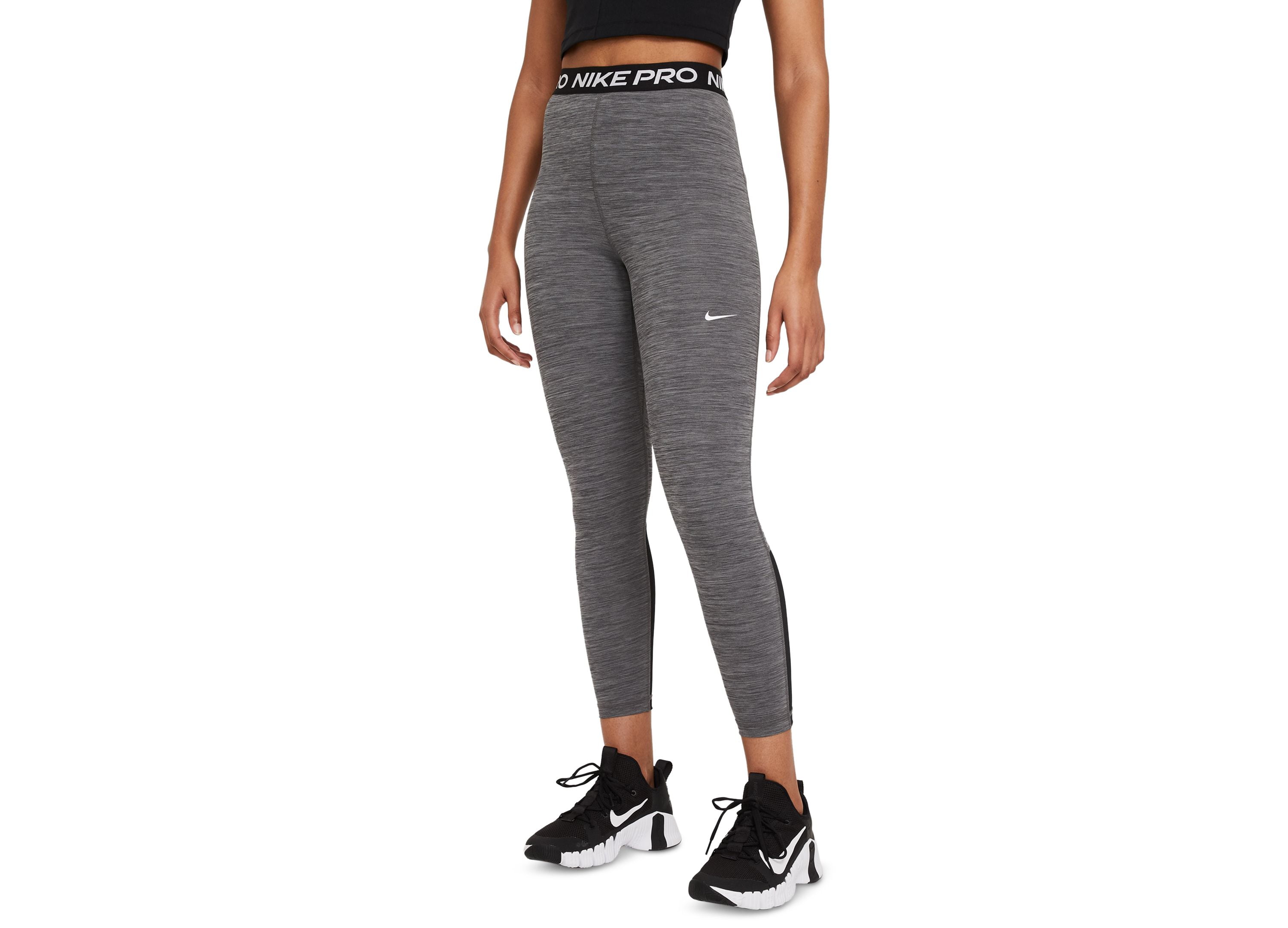 Nike Pro Womens 365 Dri Fit High Rise 7/8 Length Leggings Black Heather ...