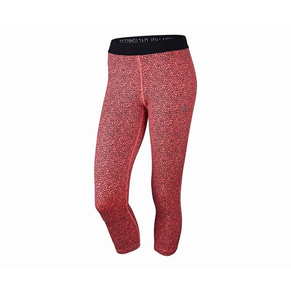 Nike Relay Dri-FIT Foldover Capri Running Womens Active Pants Size XS, Color: Black/Coral