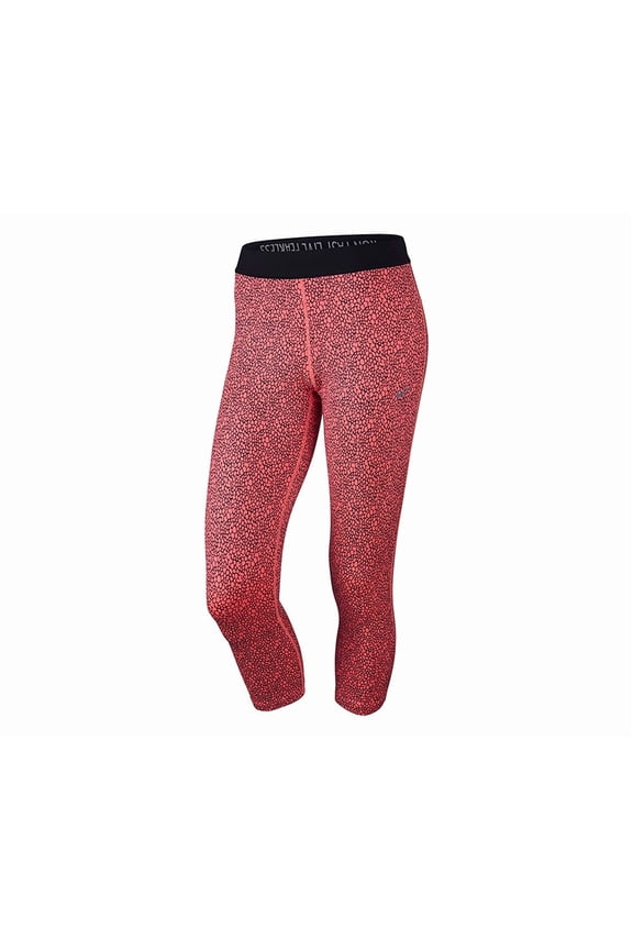 Relay Dri-FIT Foldover Capri Running Womens Active Pants Size XS, Color: Black/Coral