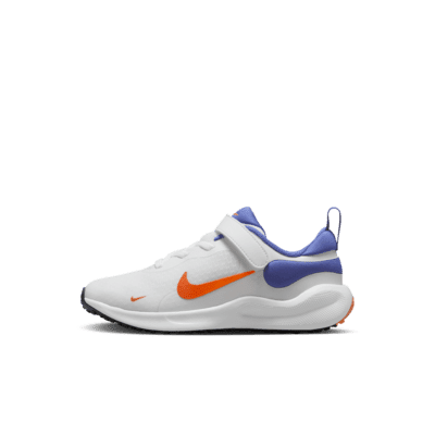 Nike Revolution 7 Little Kids' Shoes Color: White/Astronomy Blue/Total Orange/Team Orange Size: 10.5C
