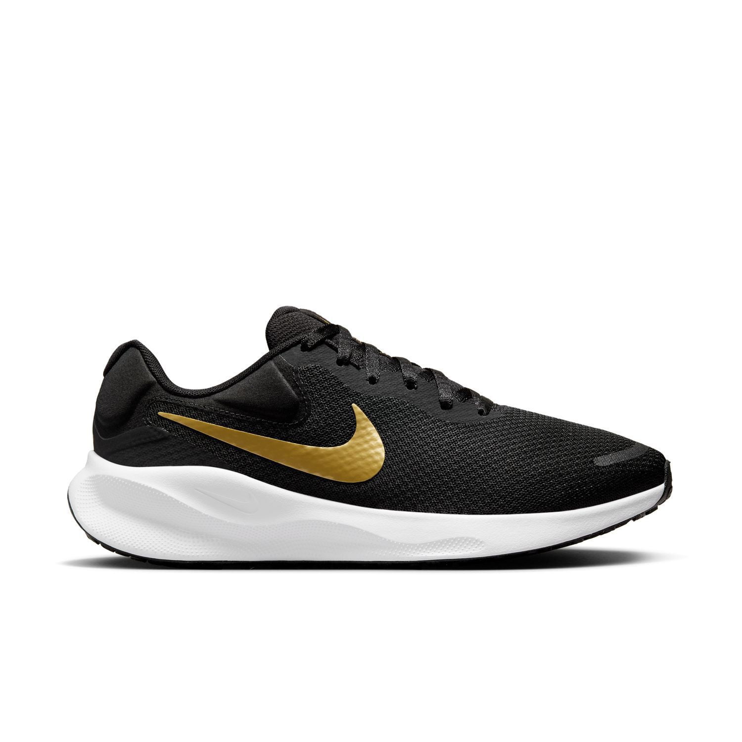nike black shoes with gold swoosh