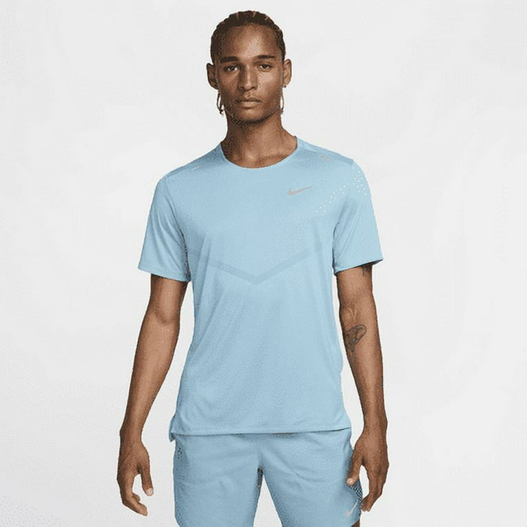 Nike Rise 365 Men s Dri FIT Short Sleeve Running Top Color Denim Turquoise Size L Walmart