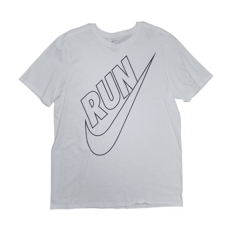 Nike Run Large Swoosh Men's White Athletic Cut T Shirt Size XL 
