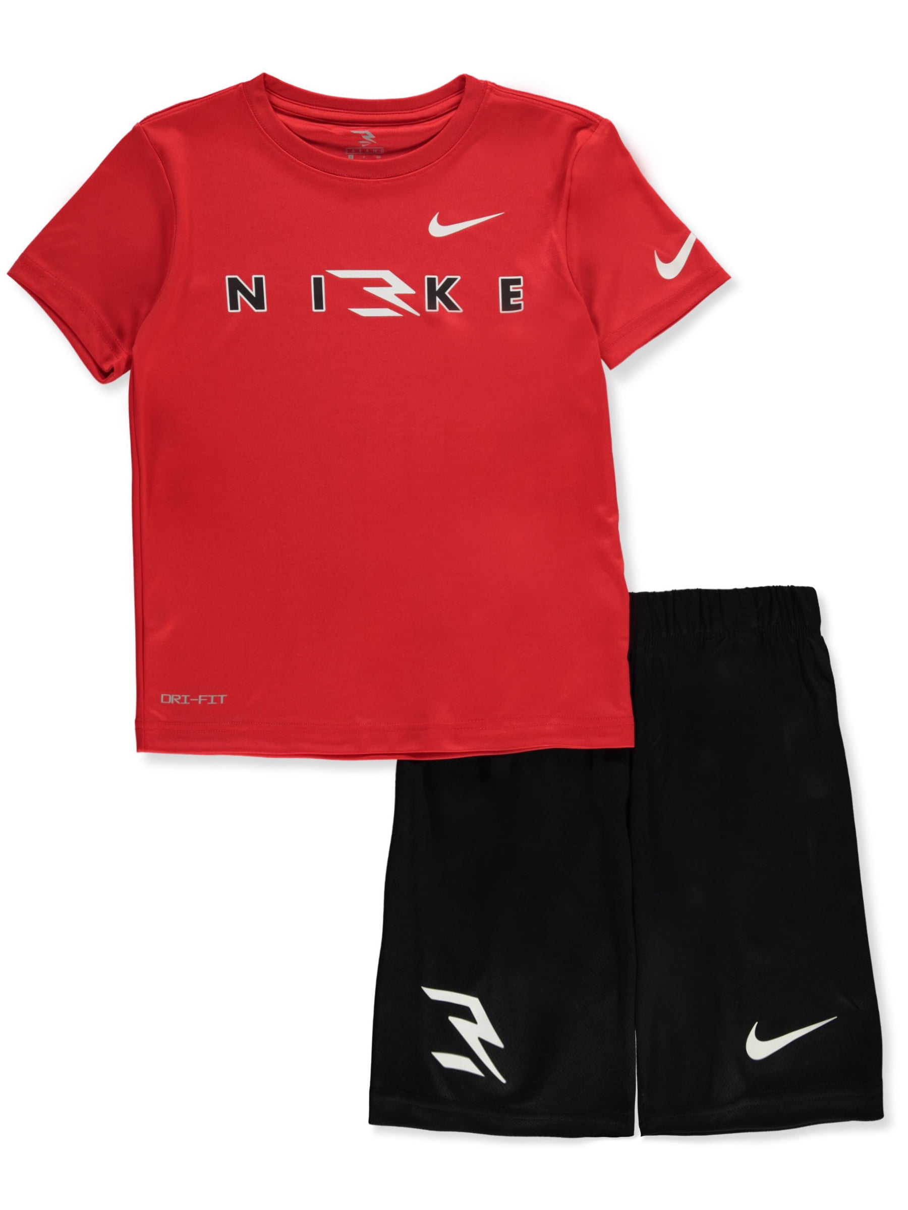 Nike Russell Wilson Boys 2 Piece Dri Fit Shorts Set Outfit red 10 12 Big Boys