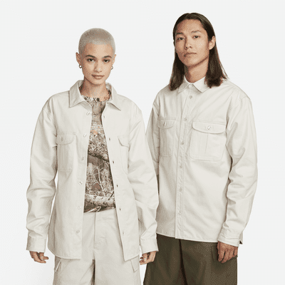 Nike SB Tanglin Woven Skate Button-Up Long-SleeveTop Color: Light Bone Size: S