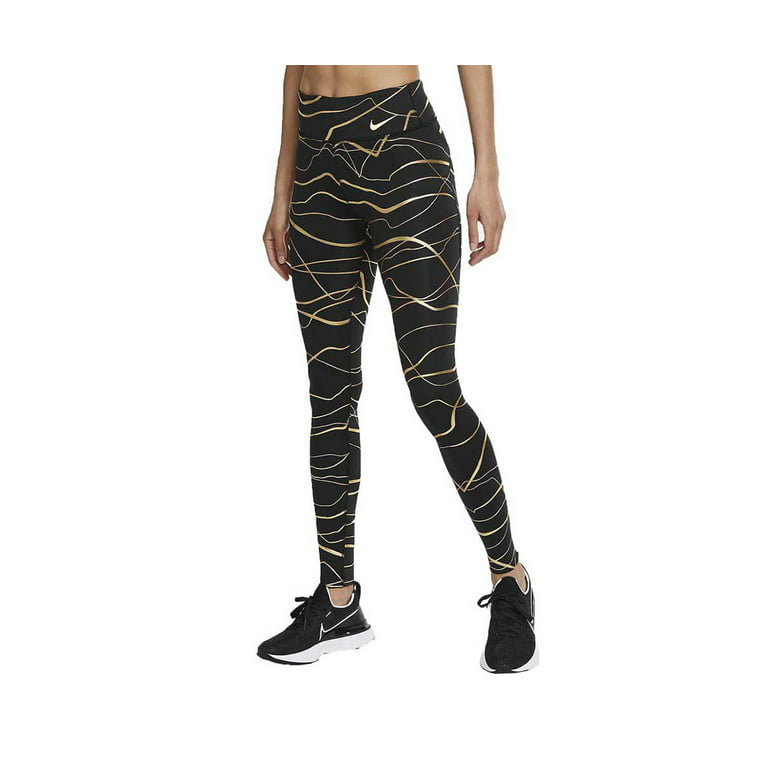 Nike Shine Fast Tight Womens Active Pants Size Xs, Color: Black/Gold 