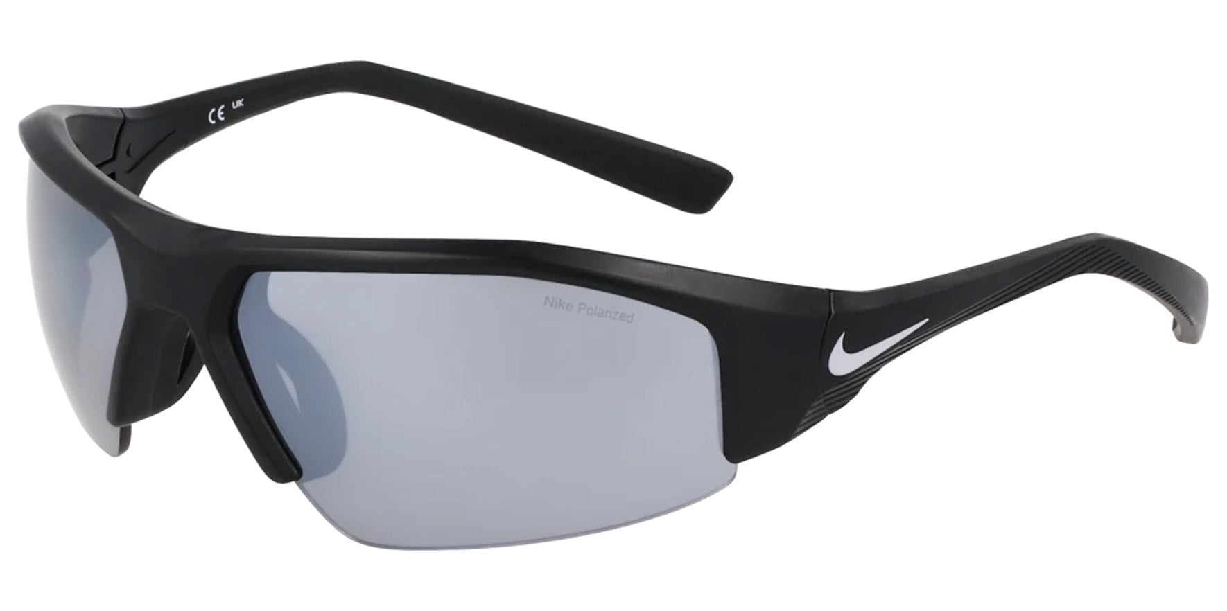 Nike Men's Skylon Ace 22 Polarized Black Semi-Rimless Wrap Sunglasses Black   NKFV1507-010