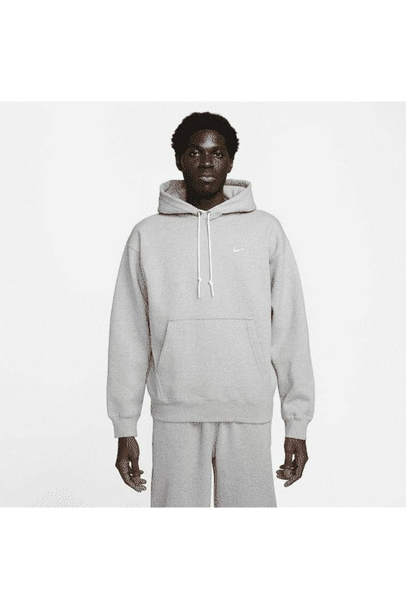 Solo Swoosh Men's Fleece Pullover Hoodie Color: Dark Grey Heather/White Size: M