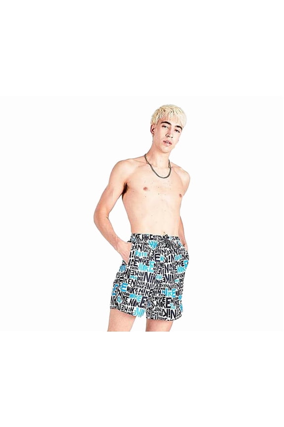 Sportswear Allover Print 7 Inch Mens Swimwear Size L, Color: Black/White