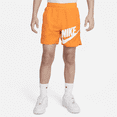 thumbnail image 1 of Nike Sportswear Big Kids' (Boys') Woven Shorts Color: Vivid Orange/White Size: L, 1 of 1