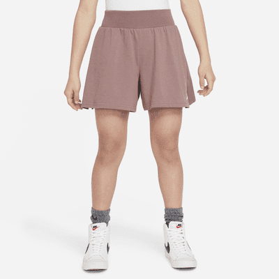 Nike Sportswear Big Kids' (Girls') Shorts Color: Smokey Mauve/Platinum Violet Size: XL