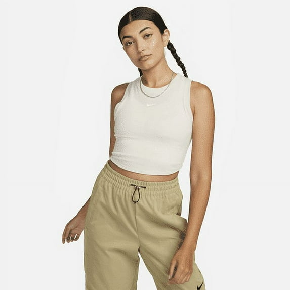 Nike Sportswear Chill Knit Women's Tight Cropped Mini-Rib Tank Top Color: Jade Ice/Sail Size: XL