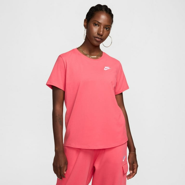 Nike Sportswear Club Essentials Women s T Shirt Color Aster Pink White Size XL Walmart