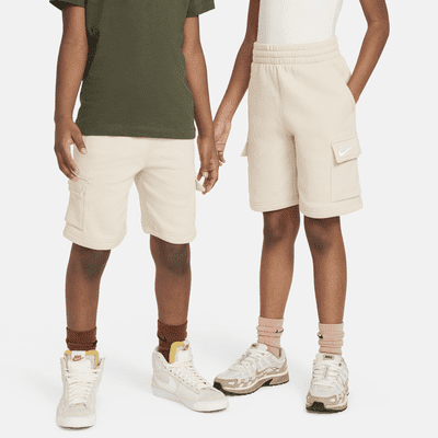Nike Sportswear Club Fleece Big Kids' Cargo Shorts Color: Sanddrift/Sanddrift/White Size: XL