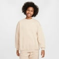 thumbnail image 1 of Nike Sportswear Club Fleece Big Kids' (Girls') Oversized Sweatshirt Color: Sanddrift/White Size: L, 1 of 4